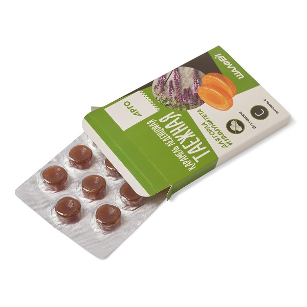 Карамель леденцовая Таежная для горла и иммунитета, шалфей