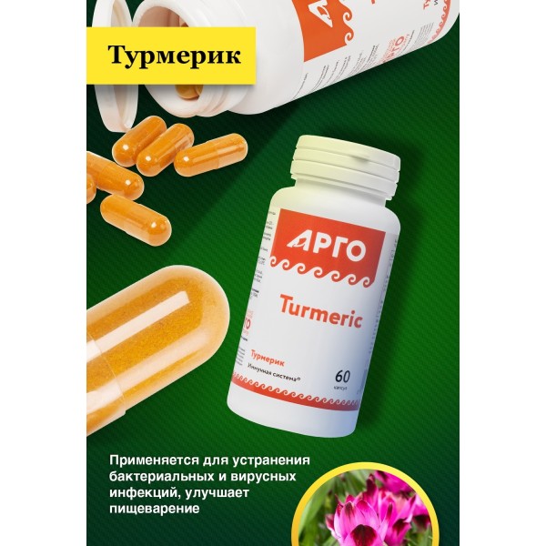 Турмерик с куркумой для кишечника, капсулы, 60 шт.