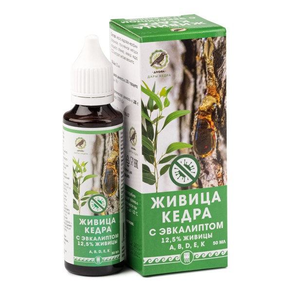 Живица кедра 12,5% с эвкалиптом, противовирусное, антибактериальное средство