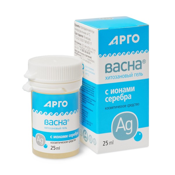 Гель АргоВасна 25 г, хитозановый гель с ионами серебра, заживляющий и защитный