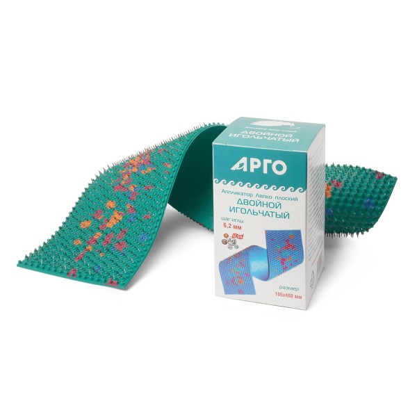 Аппликатор Ляпко Двойной игольчатый, размер 105 х 460 мм, шаг игл 6,2 мм