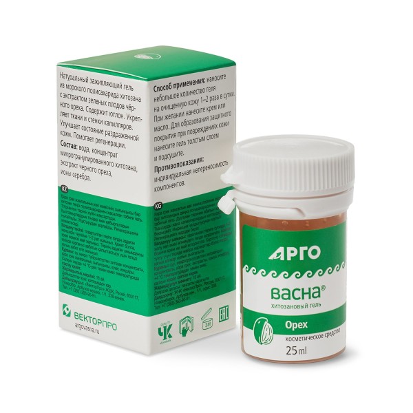 Гель АргоВасна Орех 25 г,  улучшает кровоснабжение и упругость кожи